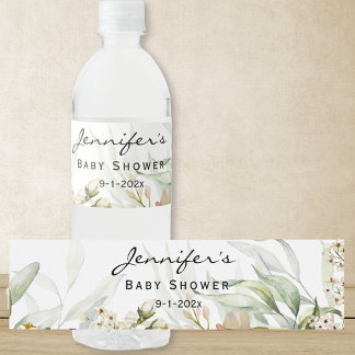 Neutrale Vintage Wasserfarbe Stillleben Blüte Wasserflaschenetikett