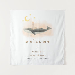 Neutrale Vintage Whale & Duck Babydusche Begrüßung Wandteppich