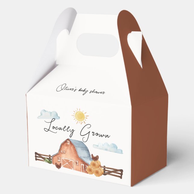 Neutrale, vor Ort angebaute Barn-Babydusche Geschenkschachtel (Vorderseite)