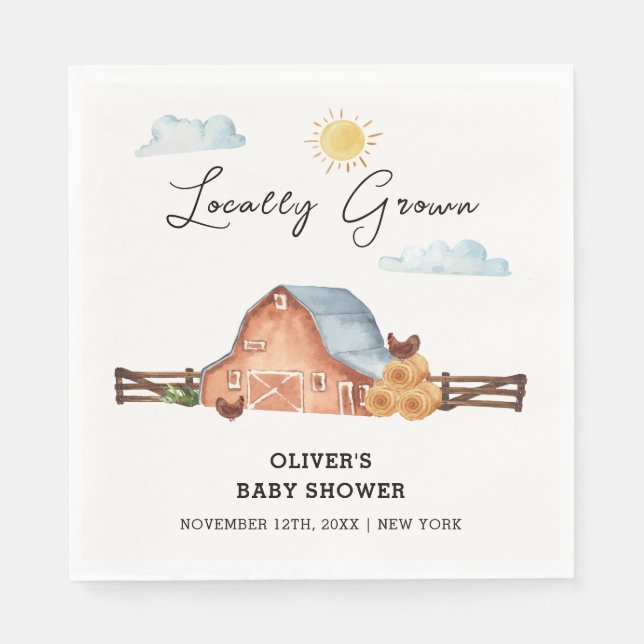 Neutrale, vor Ort angebaute Barn-Babydusche Serviette (Vorderseite)