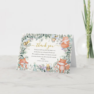 Neutrale Waldtiere — Rustikale Babydusche Dankeskarte