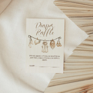 Neutrale Wäscheleine Baby Shower Windel-Raffle Begleitkarte