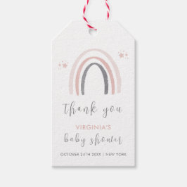 Neutrale Wasserfarbe Boho Rainbow Baby Shower Geschenkanhänger