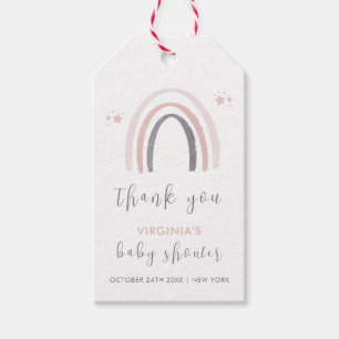 Neutrale Wasserfarbe Boho Rainbow Baby Shower Geschenkanhänger