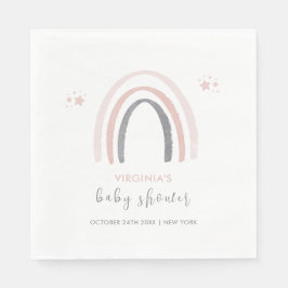Neutrale Wasserfarbe Boho Rainbow Baby Shower Serviette