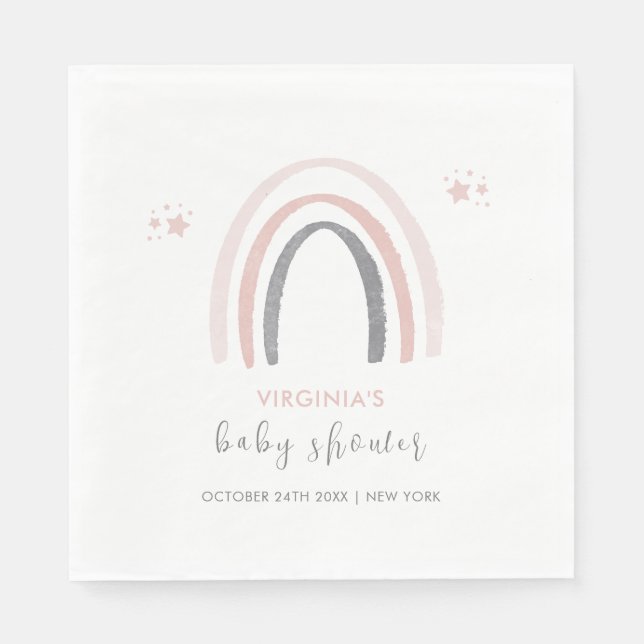 Neutrale Wasserfarbe Boho Rainbow Baby Shower Serviette (Vorderseite)