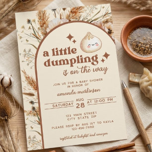 Neutrale Wasserfarbe Little Dumpling Bao Baby Show Einladung