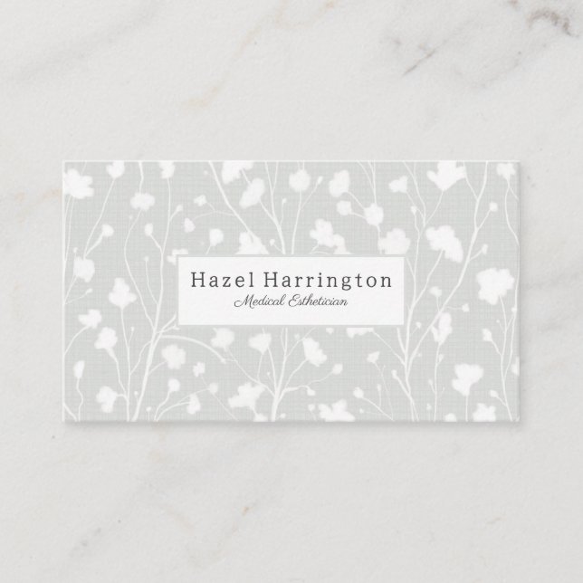 Neutrale weiche florale Elegant QR Business Card Visitenkarte (Vorderseite)