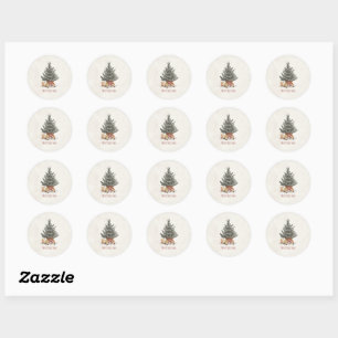 Neutrale Weihnachts-Sticker mit Weihnachtsbaum Runder Aufkleber