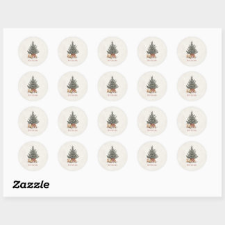 Neutrale Weihnachts-Sticker mit Weihnachtsbaum Runder Aufkleber