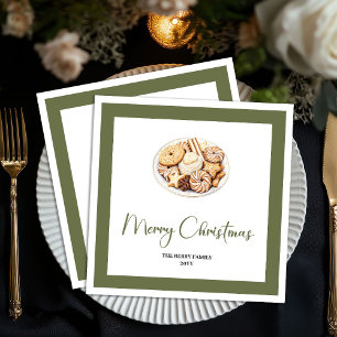 Neutrale Weihnachtsbaum-Familienname-Servietten Serviette