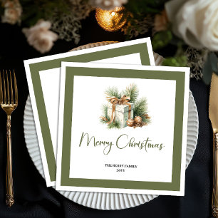 Neutrale Weihnachtsgeschenke personalisierte Famil Serviette