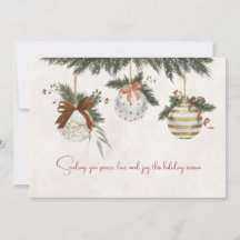 Neutrale Weihnachtskarte mit Ornamenten