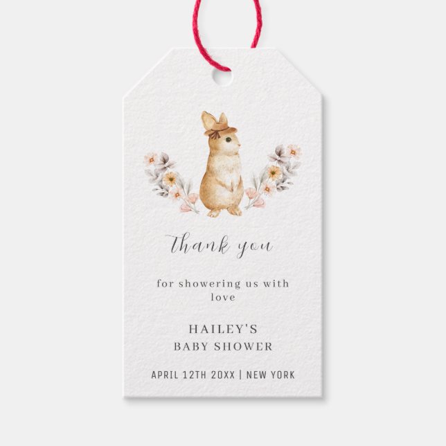 Neutrale Wildblume Babydusche Geschenkanhänger (Vorderseite)