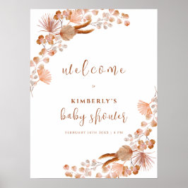 Neutrale Wildblume Boho Babydusche Begrüßung Poster