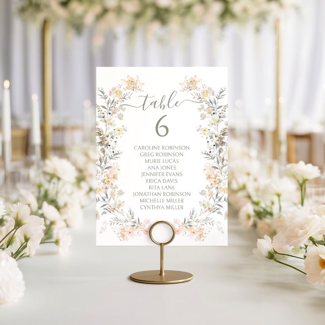 Neutrale Wildblumen Moderne Hochzeit Tischnummer (Von Creator hochgeladen)