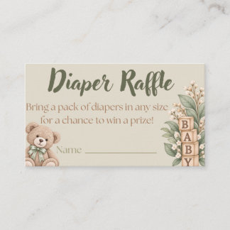 Neutrale Windel-Raffelkarte | Babyparty Empfehlungskarte