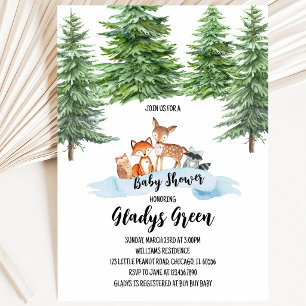Neutrale Winter-Woodland-Babydusche Einladung