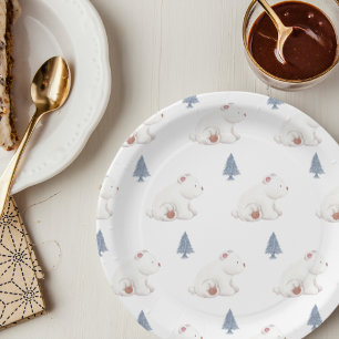 Neutrale Winterpolarbärdusche Pappteller