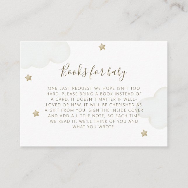 Neutrale Wolken und Sternenbücher für Kinder Begleitkarte (Vorderseite)