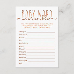 Neutrale Word Scramble Baby Shower Game Card Begleitkarte