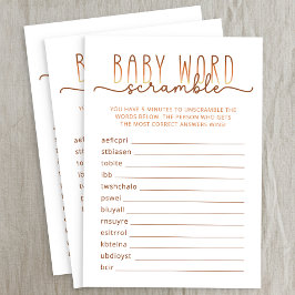 Neutrale Word Scramble Baby Shower Game Card Begleitkarte