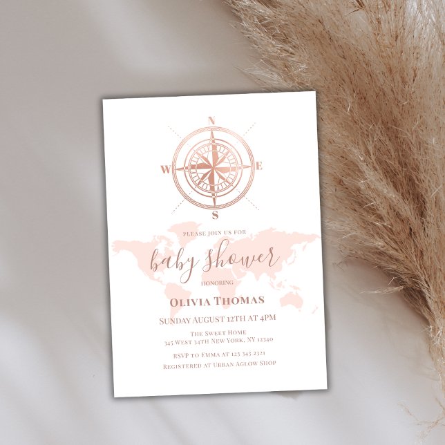 Neutrale World Map Reiseabenteuerdusche Einladung (Neutral World Map Travel Adventure Baby Shower Invitation)