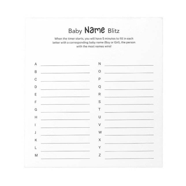 Neutraler Baby-Duschname Blitz für universelles Ge Notizblock (Vorderseite)