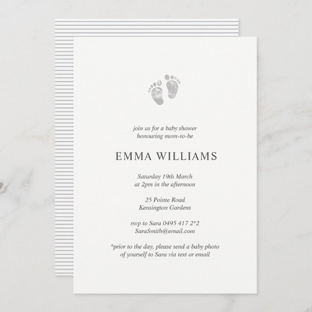 Neutraler Babyduscheineinladungs-Footprint Einladung (Vorne/Hinten)