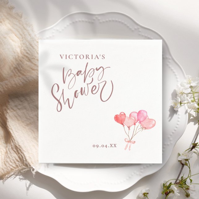 Neutraler Ballon Gender Elegantes Script Baby Show Serviette (Von Creator hochgeladen)