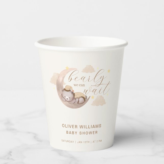 Neutraler Bear warte Moon Star Sleepy Bär Pappbecher (Vorderseite)