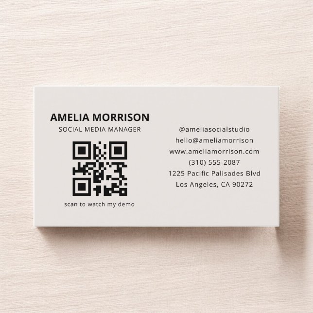 Neutraler Beige QR-Code Minimalistisch Beruflich Visitenkarte (Von Creator hochgeladen)