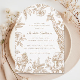 Neutraler Beige Toile Safari Baby Shower Arch Einladung