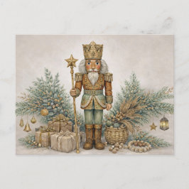 Neutraler Boho-Aquarell-Weihnachts-Nussknacker-Kön Feiertagspostkarte