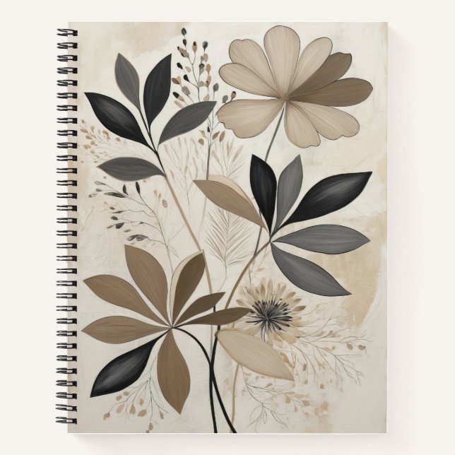 Neutraler Boho Botanische Kunst Minimalistische Er Notizbuch (Vorderseite)