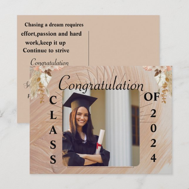 Neutraler Boho, Foto Uni-Abschluss2024 Postkarte (Vorne/Hinten)