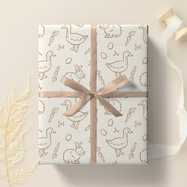 Neutraler Boho-Osterhase Gans Frühling Beige Geschenkpapier