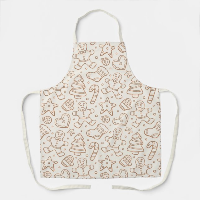 Neutraler Boho-Weihnachts-Gingerbread-Mann-Beige Schürze (Vorderseite)