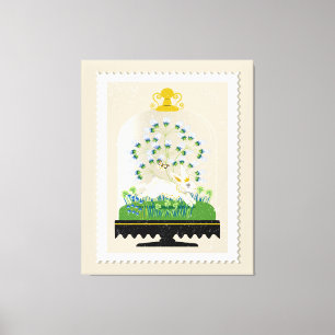 Neutraler Botanischer Bunny Cloche Französischer B Leinwanddruck