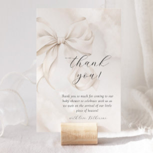 Neutraler Bow Cloud Nine Baby Shower Dankeskarte