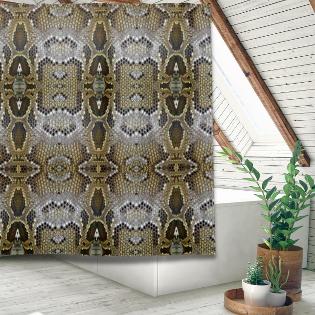 neutraler Braunbeige-Schlangendruck Duschvorhang (neutral brown beige animal pattern snake print shower curtain)