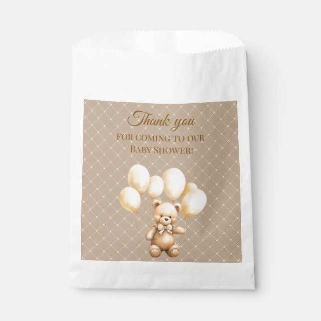 Neutraler brauner Teddybär-Baby-Shower  Geschenktütchen (Vorderseite)