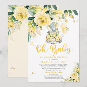 Neutraler Elefantenantrieb mit Babydusche Einladung