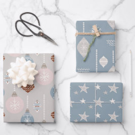 Neutraler Gaumen von Bauble- und Weihnachtssteinen Geschenkpapier Set