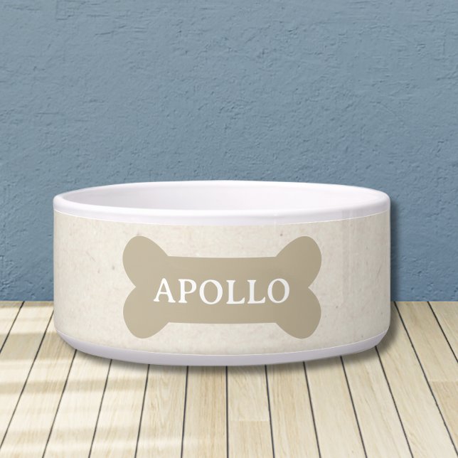 Neutraler Knochen und Haustiername Hund Napf (Customize this fun, neutral dog bowl with your pet's name! )