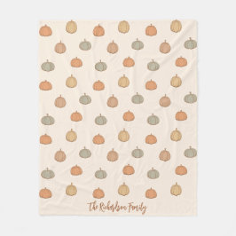 Neutraler Kürbis Boho Beige Halloween Herbst Name Fleecedecke