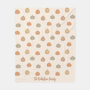 Neutraler Kürbis Boho Beige Halloween Herbst Name Fleecedecke