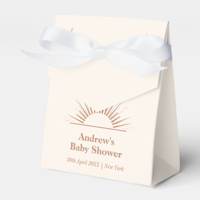 Neutraler Minimal Boho Ray of Sunshine Baby Shower Geschenkschachtel (Vorderseite)