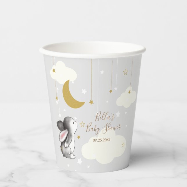 Neutraler Moon Star Cloud Baby Shower Pappbecher (Vorderseite)