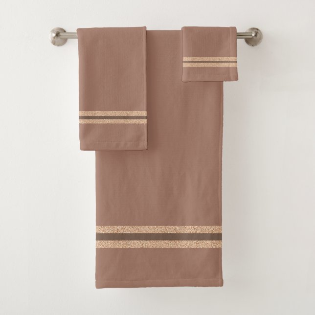 neutraler Moscha-Mousse-Streifen Badhandtuch Set (Insitu)